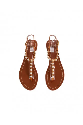 Toe shoes "Emmy Pearl" Tory Burch cognac color with pearls for women
