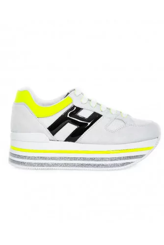 Tennis Hogan "Maxi plateforme" gris-blanc-noir-jaune pour femme