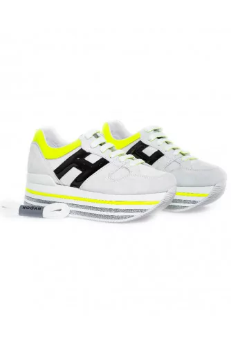 Tennis Hogan "Maxi plateforme" gris-blanc-noir-jaune pour femme