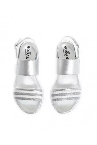 Sandale Hogan "222" argent-blanc pour femme