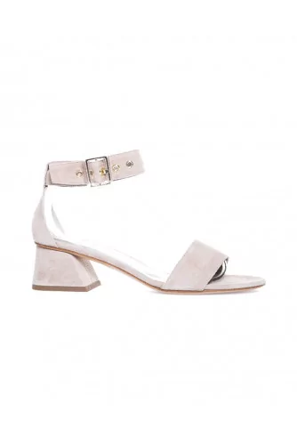 Sandal Jacques Loup beige with ankle strap and 4,5cm high heel for women 