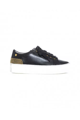 Sneakers Jacques Loup black with golden nails on the heel for women