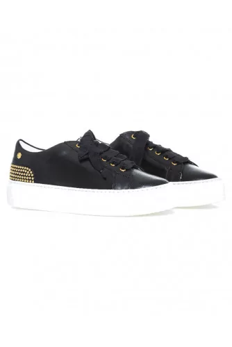 Sneakers Jacques Loup black with golden nails on the heel for women