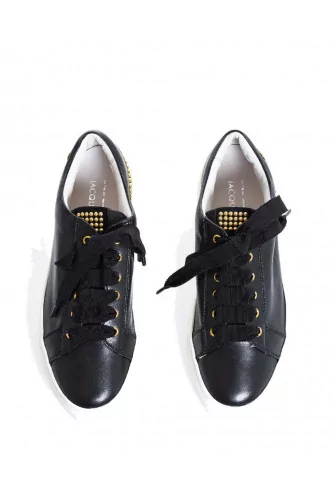 Sneakers Jacques Loup black with golden nails on the heel for women