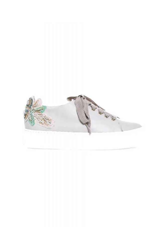 Sneakers Jacques Loup with embroidered flowers on the heel for women