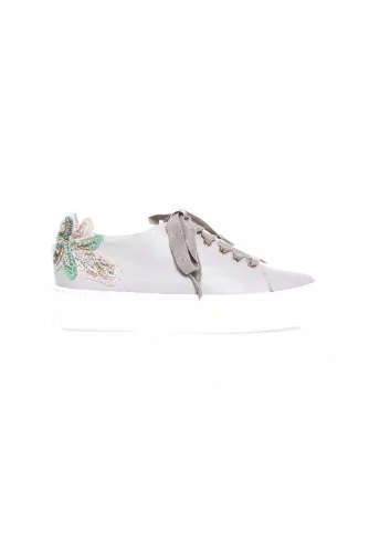 Sneakers Jacques Loup with embroidered flowers on the heel for women