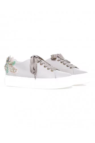 Sneakers Jacques Loup with embroidered flowers on the heel for women