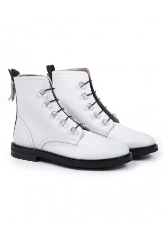 High boots with laces Jacques Loup white for women