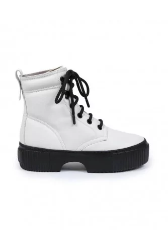 Quilted boots Jacques Loup white with black sole for women