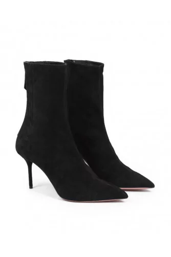 Boot Aquazzura suede noir, talon 85, bout pointu pour femme