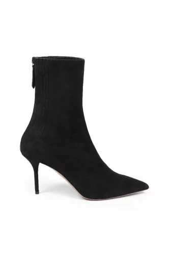 Boot Aquazzura suede noir, talon 85, bout pointu pour femme