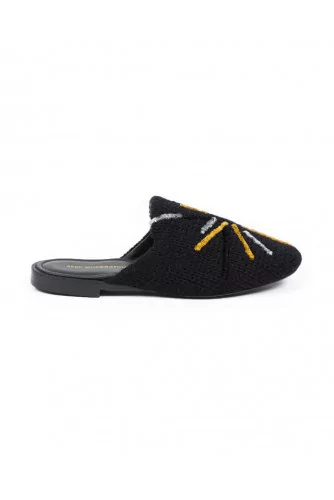 Outdoor flat mules yellow design