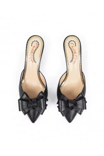 Pointed mule Charlotte Olympia black with decorative knot for women