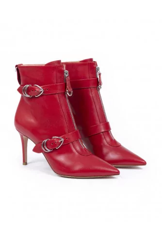 Boots Gianvito Rossi "Punk" red with buckles for women