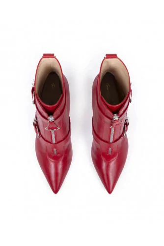 Boots Gianvito Rossi "Punk" red with buckles for women