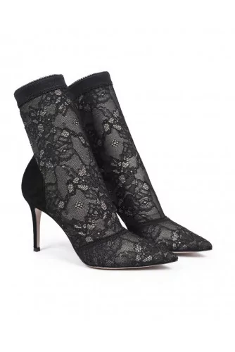 Achat High heeled boots Gianvito Rossi Brinn black with lace for women - Jacques-loup