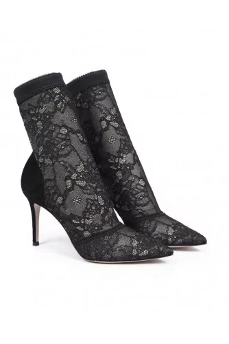 High heeled boots Gianvito Rossi "Brinn" black with lace for women