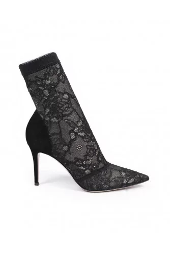 High heeled boots Gianvito Rossi "Brinn" black with lace for women