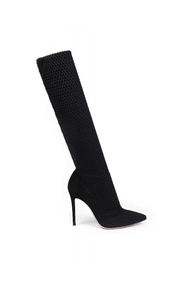 Gianvito Rossi - Vox - Cuissarde moulante bout pointu 39 noir