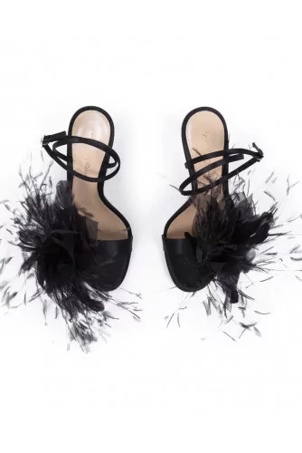 High heel sandals Gianvito Rossi black with feathers for women