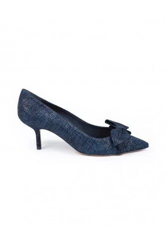 High heels Tory Burch "Rosalind" navy blue with decorative knot for women