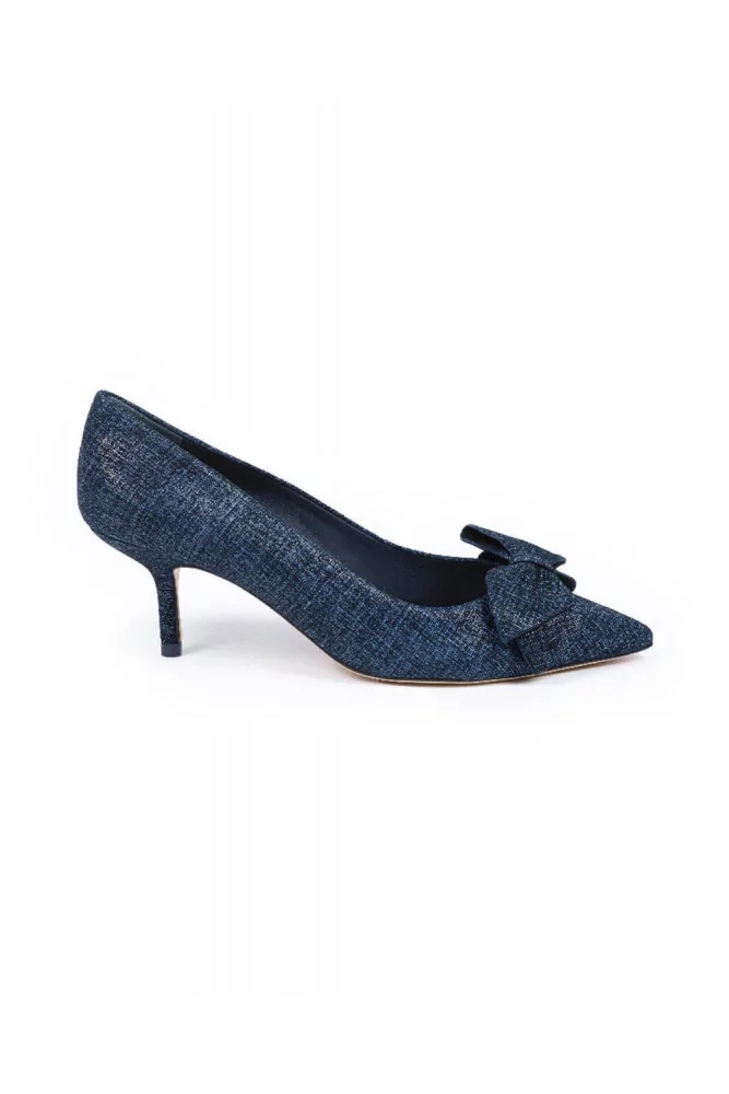 High heels Tory Burch "Rosalind" navy blue with decorative knot for women