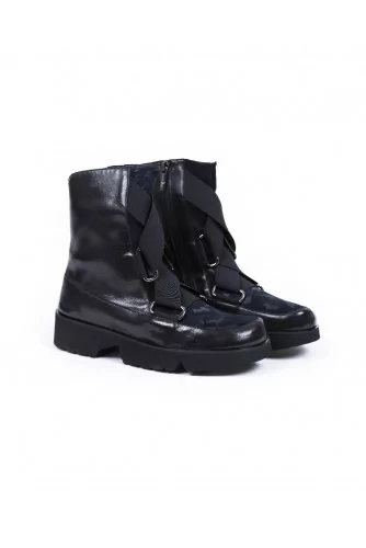 Boots Thierry Rabotin bi-matière camouflage noir pour femme