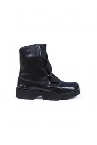 Boots Thierry Rabotin bi-matière camouflage noir pour femme