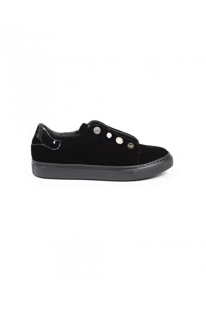 Tennis en velours avec oeillets dorés 34 1/2 noir