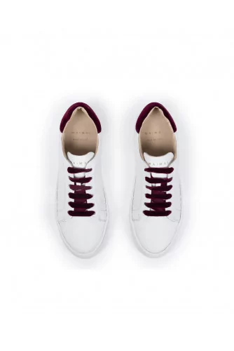 Tennis hoes Mai Mai with with bordeaux laces and bordeaux velvet buttress for women