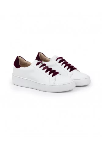 Tennis hoes Mai Mai with with bordeaux laces and bordeaux velvet buttress for women