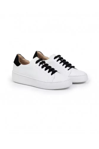 Tennis shoes Mai Mai white with black laces and black velvet buttress for women