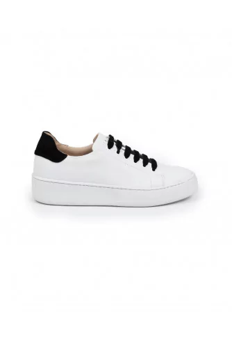 Tennis shoes Mai Mai white with black laces and black velvet buttress for women