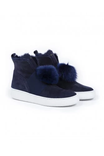 Boots Mai Mai navy blue with pompons for women