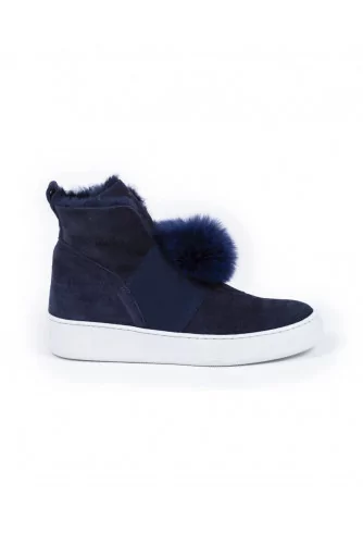 Boots Mai Mai navy blue with pompons for women