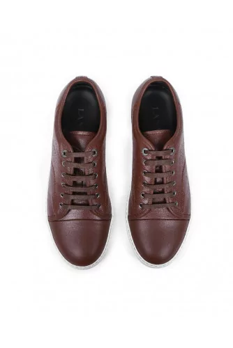 Tennis Lanvin cognac et marron bout rapporté pour homme