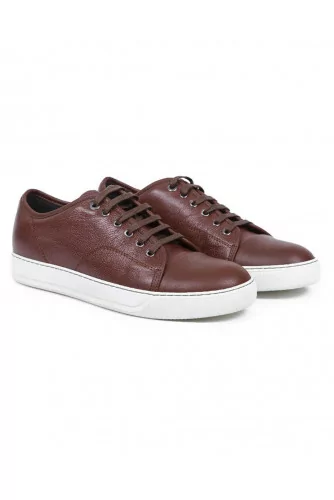 Tennis Lanvin cognac et marron bout rapporté pour homme