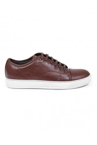 Leather sneakers with toe cap