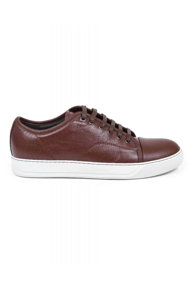 Tennis Lanvin cognac et marron bout rapporté pour homme