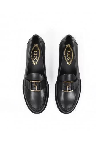 Mocassin Tod's "Double T" noir semelle de gomme pour femme