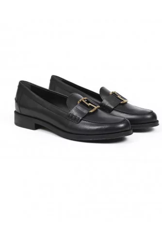 Mocassin Tod's "Double T" noir semelle de gomme pour femme