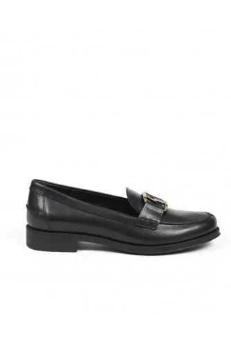 Mocassin Tod's "Double T" noir semelle de gomme pour femme