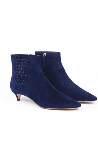 Bottine Tod's avec petits picots sur la cheville bleu marine pour femme