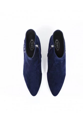 Bottine Tod's avec petits picots sur la cheville bleu marine pour femme