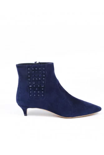 Bottine Tod's avec petits picots sur la cheville bleu marine pour femme