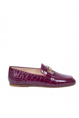 Mocassin Tod's "Double T" bordeaux semelle cuir pour femme