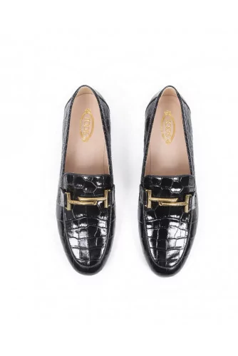 Moccasins Tod's black with golden double T for women