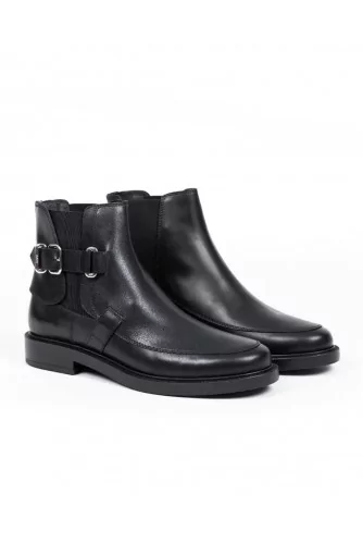 Boot Tod's avec élastique et ceinture à la cheville, noir pour femme