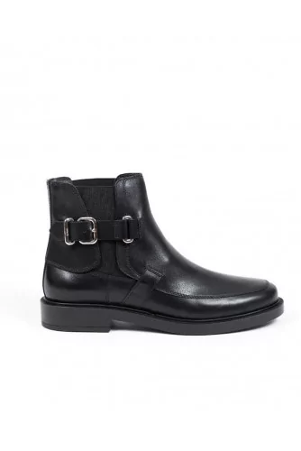 Boot Tod's avec élastique et ceinture à la cheville, noir pour femme