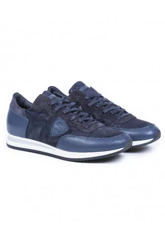 Sneakers Philippe Model navy blue with camouflage print for men